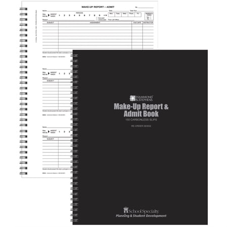 Hammond & Stephens 1473639 83932 2-Part Carbonless Admit Make Up Report Book, White & Canary - 8.5 x 11 in.