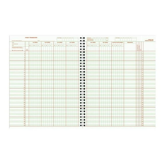 Hammond & Stephens 1473657 8 Subject 40 Student 12-14 Week Trimester Class Record Book, PolyIce Cover - 8.5 x 11 in.