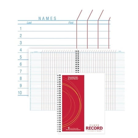 Hammond & Stephens 1473665 Versatile Format Class Record Book - PolyIce Cover, 8.5 x 11 in., 105 Sheets, 40 Students, 6 Week, Red & Blue