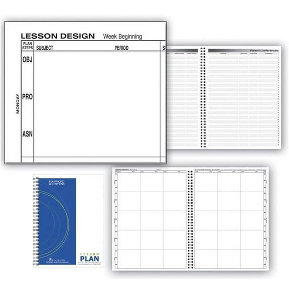 Hammond & Stephens 1473697 0444-6 P Structured Lesson Plan Book PolyIce Cover - 6 Subjects, 40 Week - 9.25 x 12.25 in