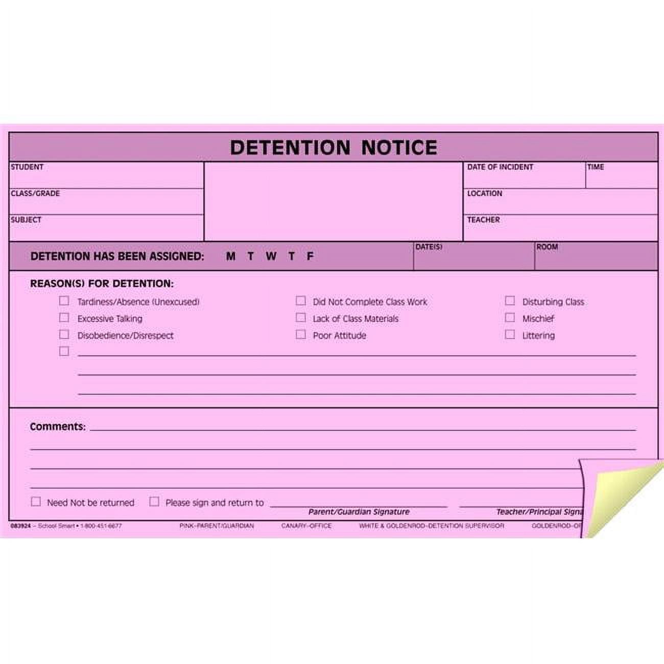 Detention Slip Blank