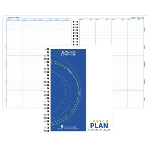 Hammond & Stephens 8 Subject Duplicate 40 Week Lesson Plan Book, 9-1/4 x 12-1/4 Inches, Green/ Blue