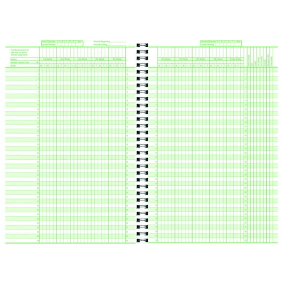 Hammond & Stephens Class Record Book, 40 Students, 9 Week, 8 Subject, 6-3/4 X 11 Inches