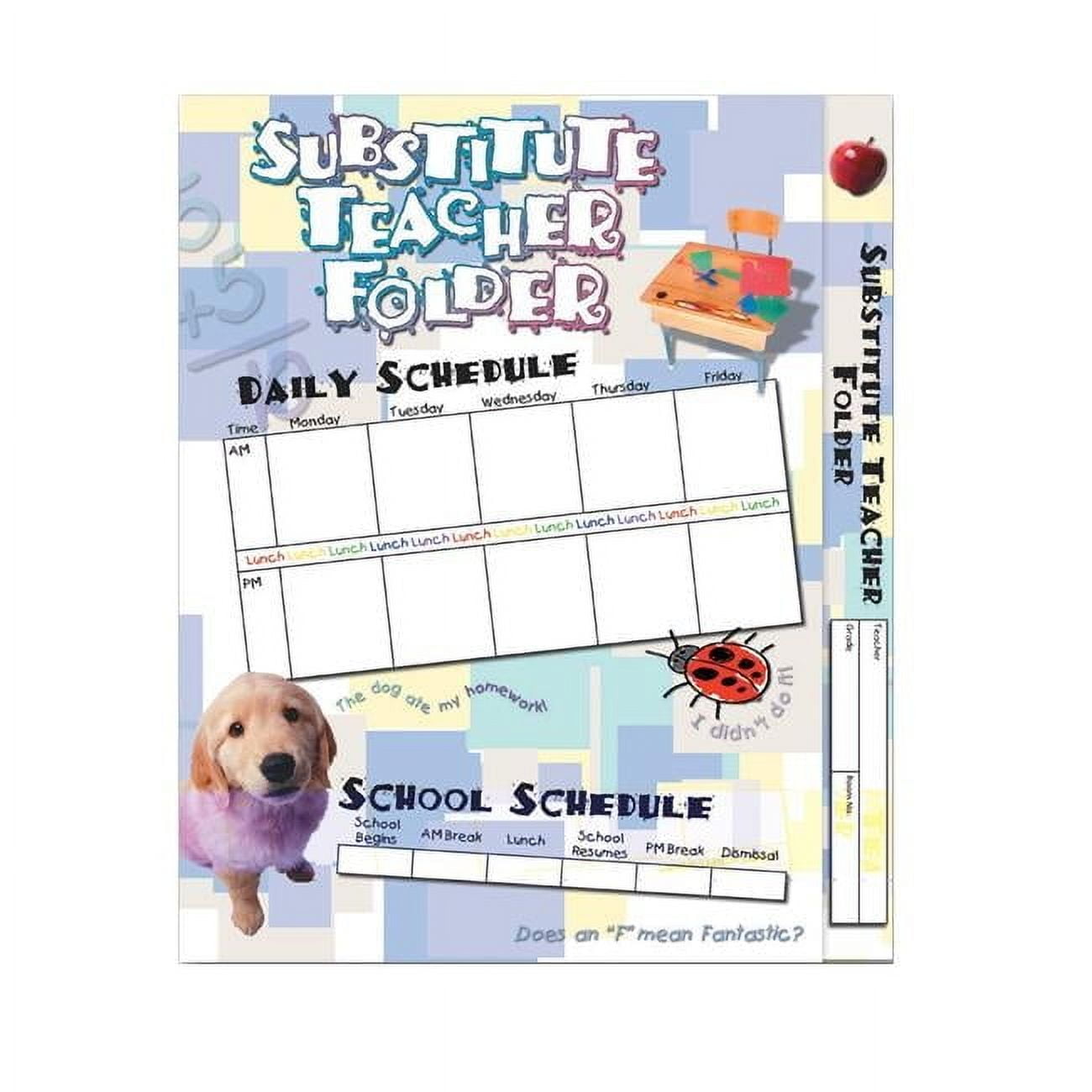 Hammond & Stephens 082528 Elementary Substitute Teacher Pocket Folder, 11.62 x 9.5 in., Pack of 12