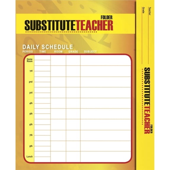 Hammond & Stephens Secondary Substitute Teacher Pocket Folder, 9-1/2 x 11-5/8 Inches, Pack of 12