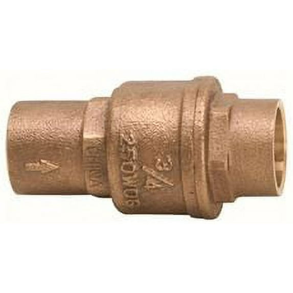 Hammond Valve Spring Loaded In Line Check Valve, Brass 3/4 In. Sweat, Lead Free