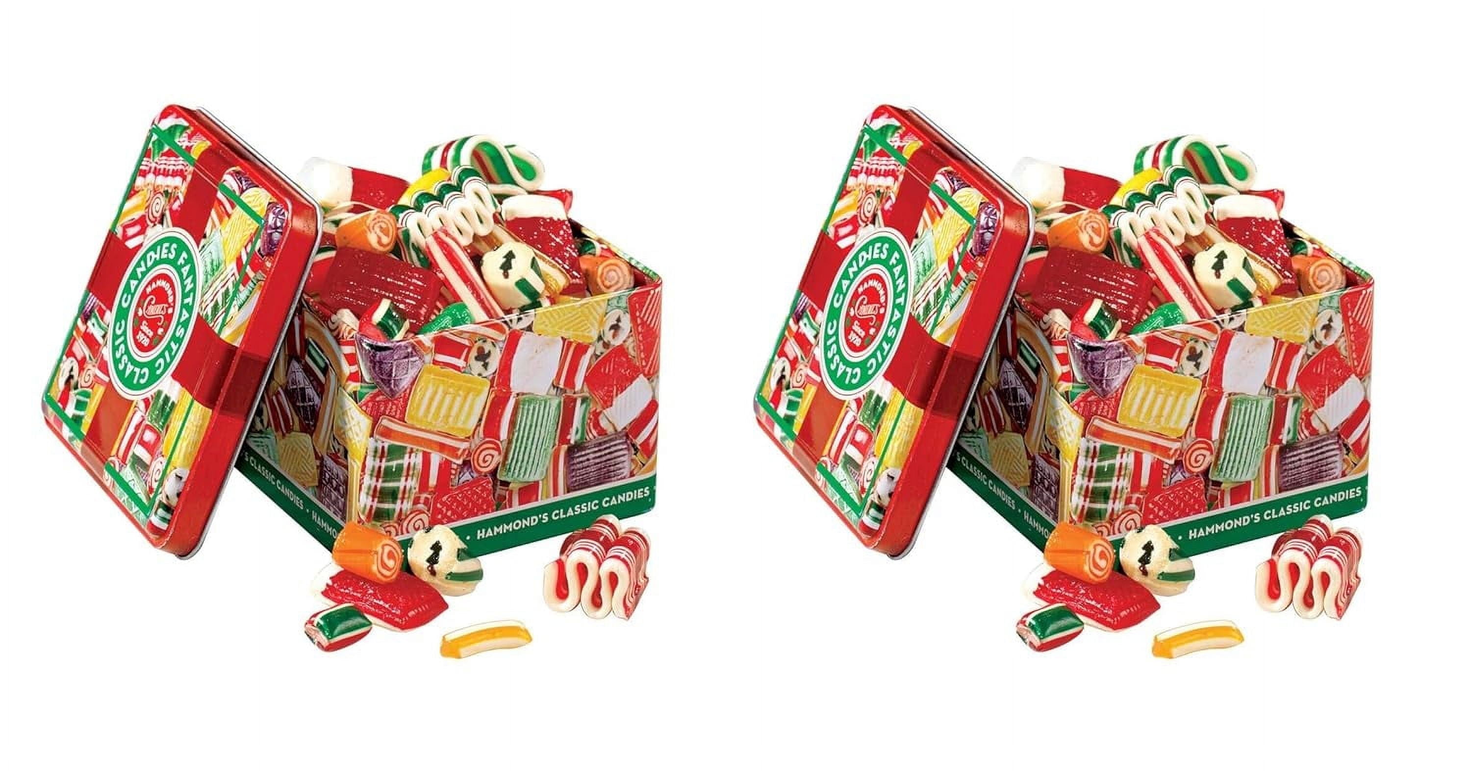 Hammond's Candies - Old Fashioned Christmas Holiday Classics Mix Hard Candy in Decorative Tin, Includes Assorted Ribbon, Pillow, & Hard Candies, Handcrafted in the USA