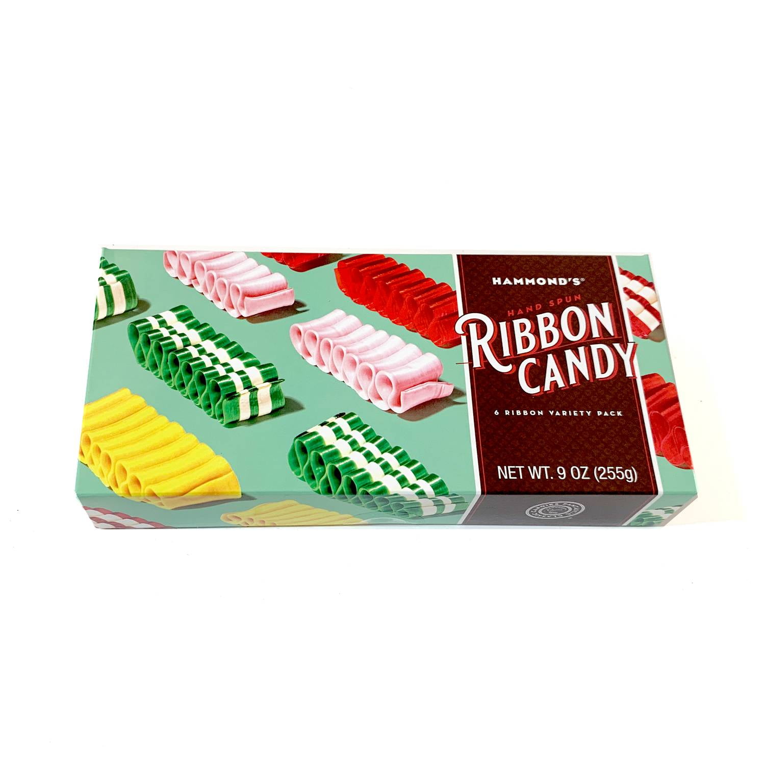 Hammond's Old Fashioned Handspun Ribbon Candy Gift Box of Assorted Colors and Flavors