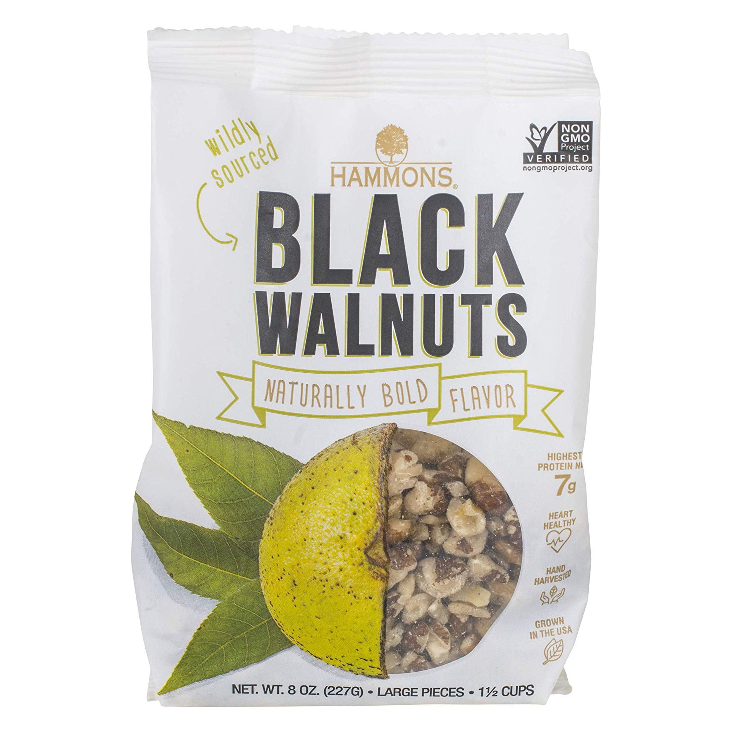 Hammons Black Walnuts, Fancy SE33 Large, 8 Oz, Highest Protein Nut