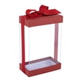 thumbnail image 1 of Hammont Elegant Clear Plastic Gift Box with Maroon Bow and Ribbon for Gifting 5"x2.5"x7.5" 6 Pack, 1 of 4