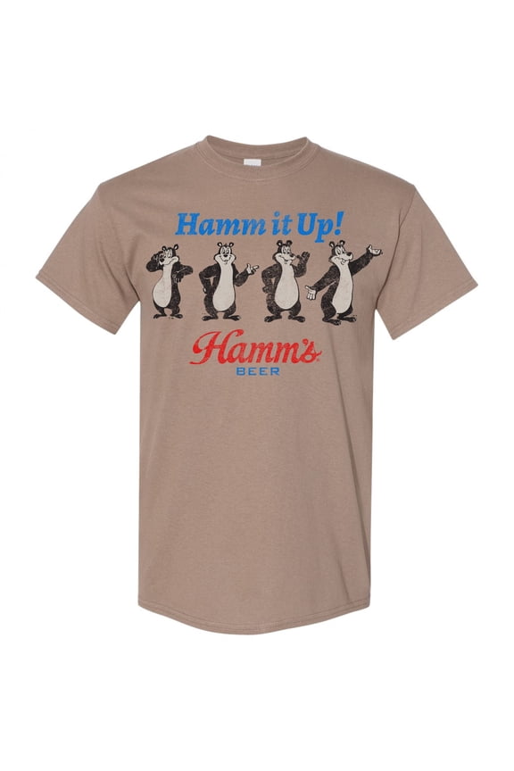 Hamms 860216-medium Beer Bear Hamm it up T-Shirt, Brown - Medium