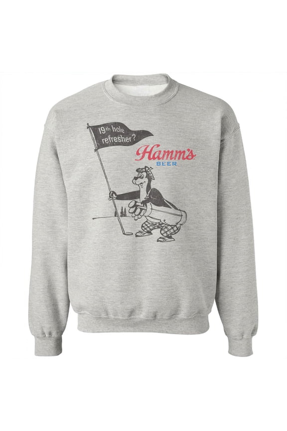 Hamms 886851-2xlarge Hamms Beer 19th Hole Golf Crewneck Sweatshirt - Gray - 2XL