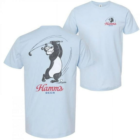 Hamms Beer Golf Swing Blue Colorway Front and Back Print T-Shirt-Small