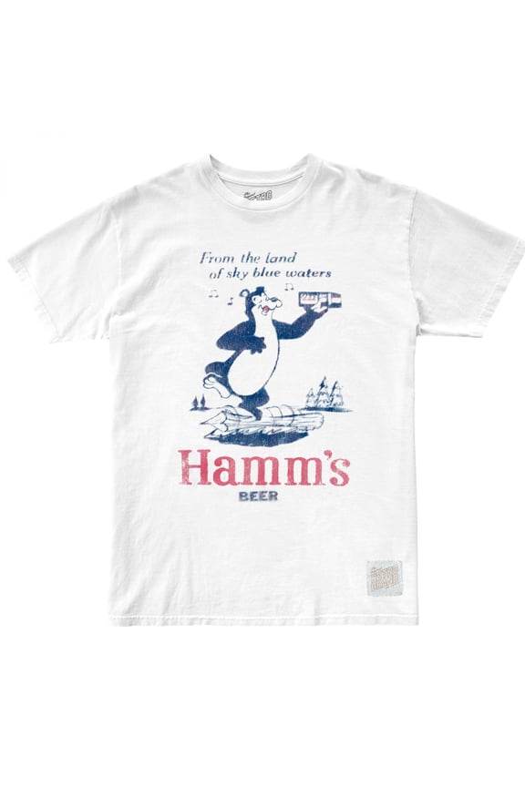 Hamms Beer from the Land of Land of Sky Blue Waters Bear Mens T-Shirt, White - Extra Large