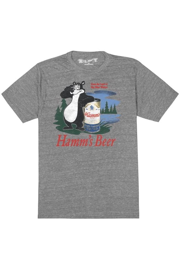 Hamms Hamms Bear Logo Heather Grey Premium Retro Brand Mens T-Shirt - Medium