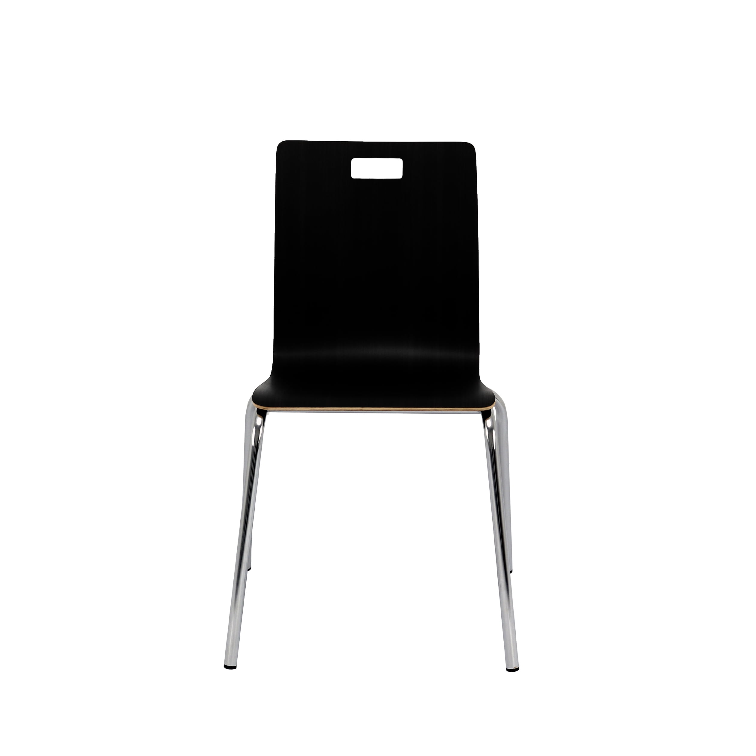 Hampden Furnishings Alexis Collection Stack Chair, Black Woodgrain, Modern Plywood Seat, Pack of 4