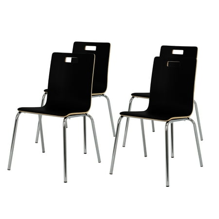 Hampden Furnishings Alexis Collection Wood Stack Chair, Espresso, Pack of 4