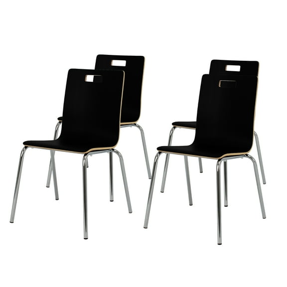 Hampden Furnishings Alexis Collection Wood Stack Chair, Espresso, Pack of 4