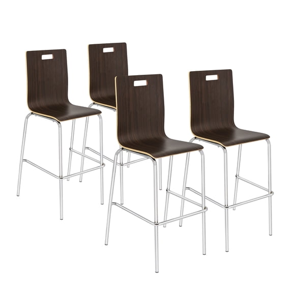 Hampden Furnishings Alexis Stackable Bar Stools, Espresso, Wood Seat, Set of 4