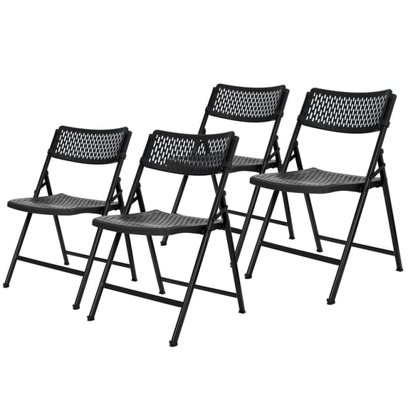 Hampden Furnishings Ava Collection Comfort Folding Chair, Black, Pack of 4