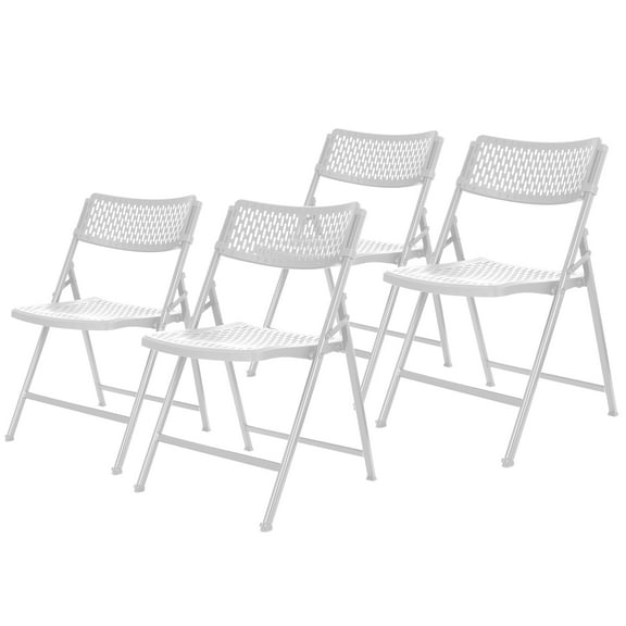 Hampden Furnishings Ava Collection Comfort Folding Chair, White, Pack of 4