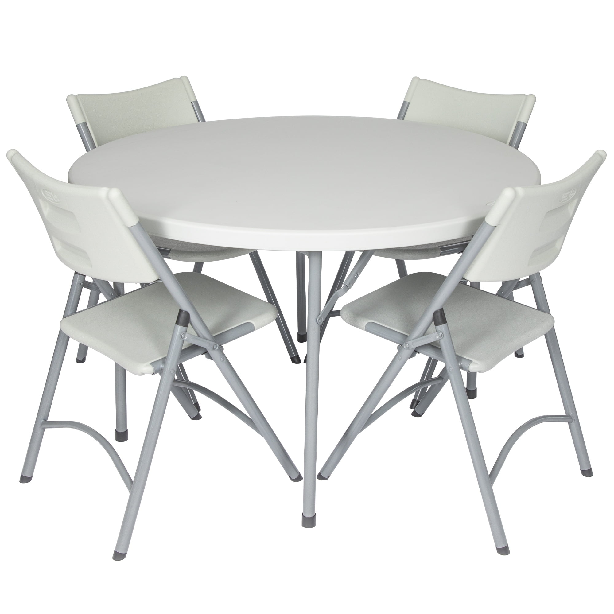 Hampden Furnishings Baldwin 5-Piece Round Folding Dining Set, Gray, Indoor/Outdoor