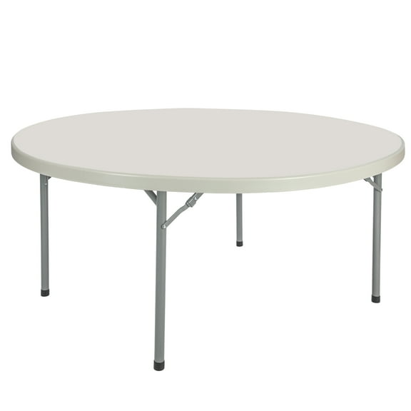 Hampden Furnishings Baldwin Collection 60" Plastic/Steel Round Folding Table, Grey