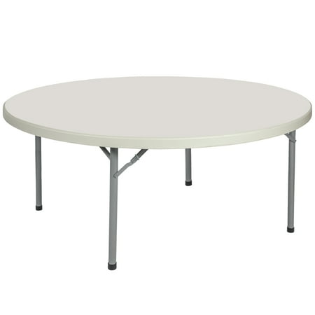 Hampden Furnishings Baldwin Collection 71" Plastic/Steel Round Folding Table, Grey