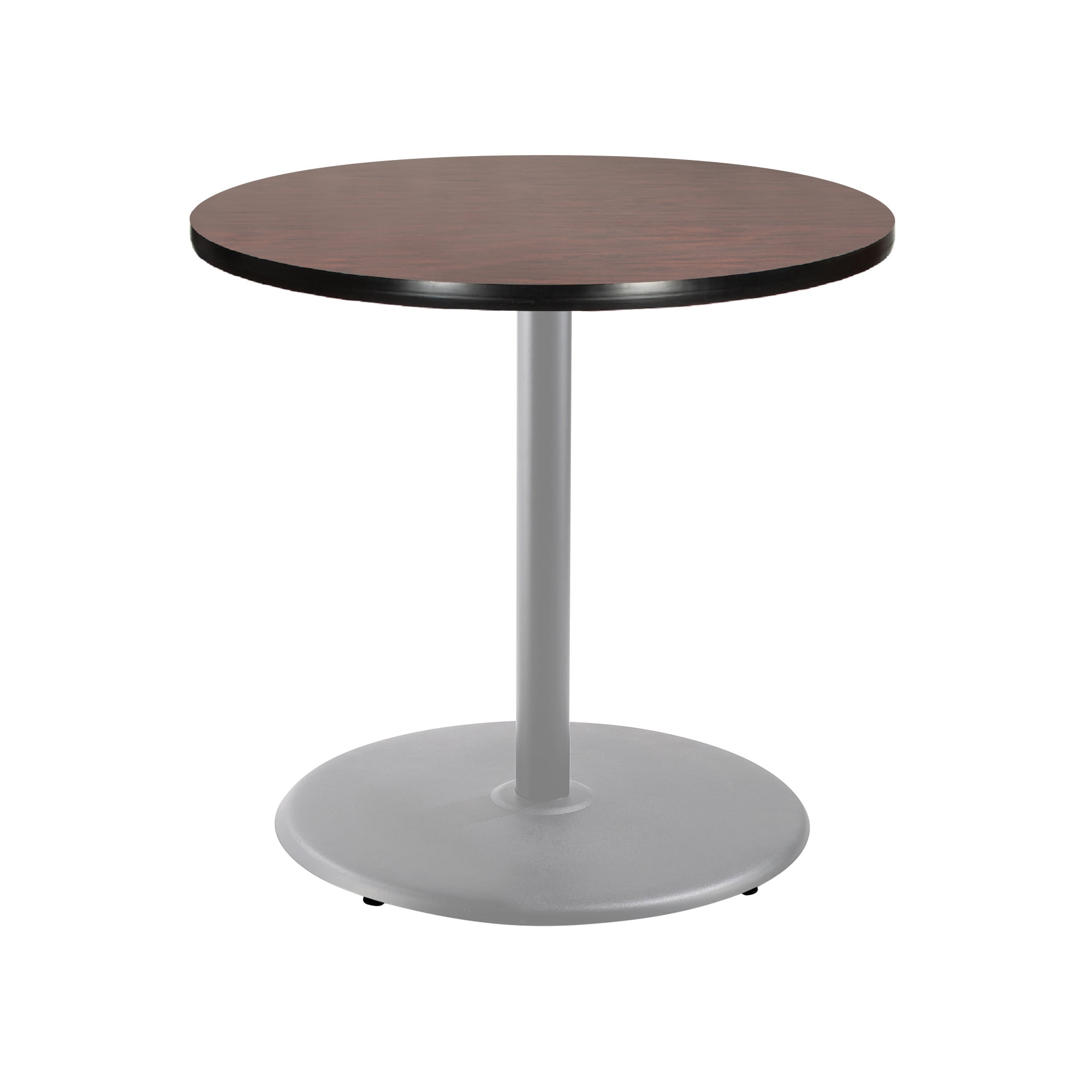 Hampden Furnishings Bennet Collection Steel Frame 36" Round Top, Round Base, 36" Height, Cafe Table Grey Frame/Mahogany Top