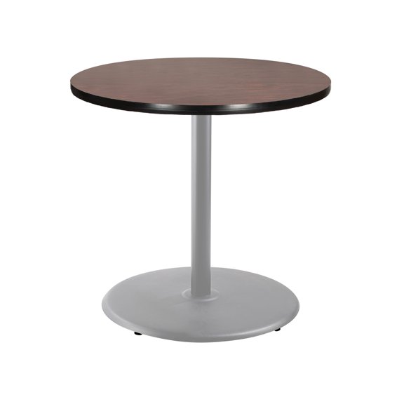 Hampden Furnishings Bennet Collection Steel Frame 36" Round Top, Round Base, 36" Height, Cafe Table Grey Frame/Mahogany Top
