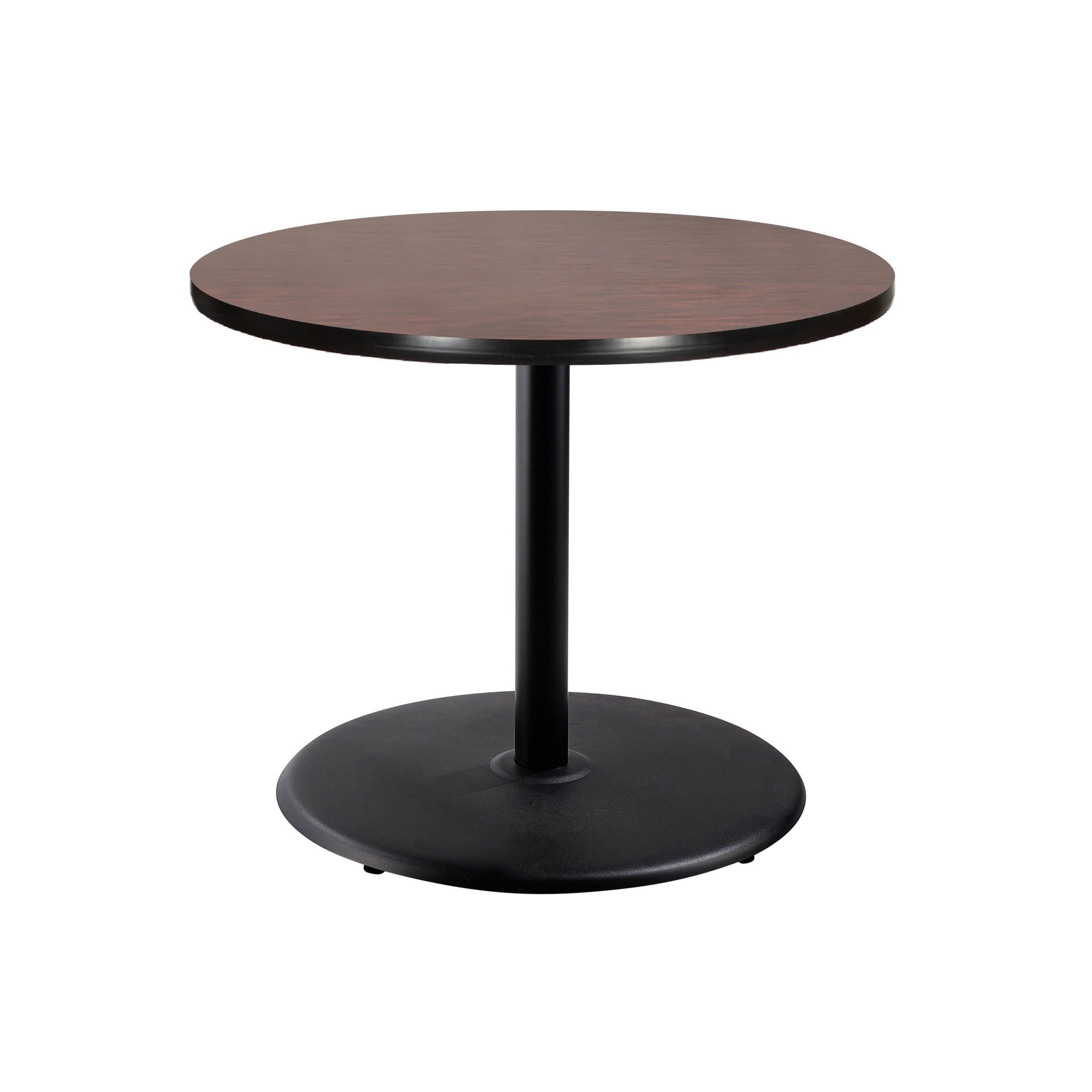 Hampden Furnishings Bennet Collection Steel Frame 36" Round Top, Round Base, 42" Height, Cafe Table, Black Frame/Mahogany Top