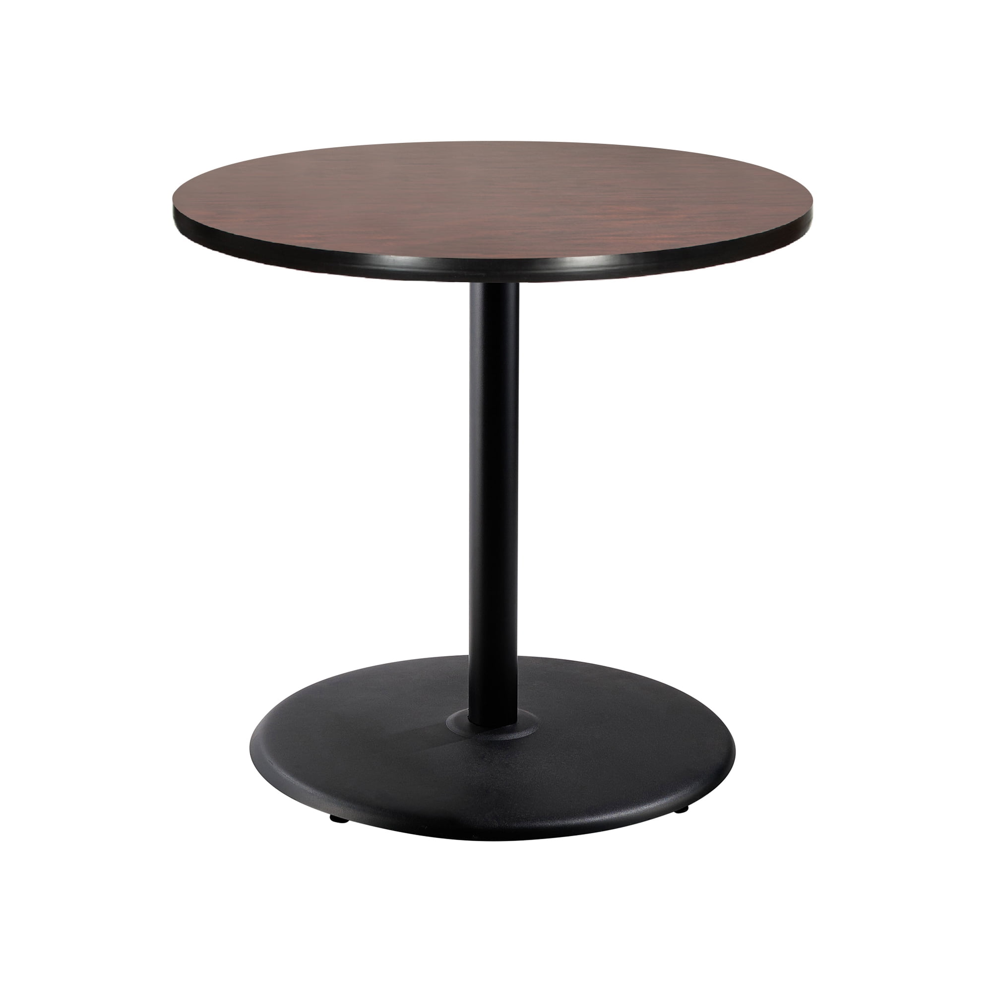 Hampden Furnishings Bennet Collection 36-Inch Round Steel Cafe Table, Black Frame With Mahogany Laminate Top