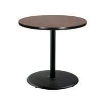 Hampden Furnishings Bennet Collection Steel Frame 36" Round Top, Round Base, 42" Height, Cafe Table, Black Frame/Mahogany Top