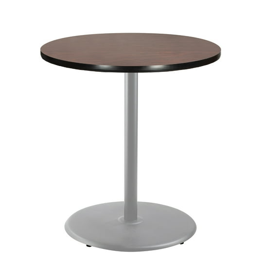 Hampden Furnishings Bennet Collection Steel Frame 36" Round Top, Round Base, 42" Height, Cafe Table Grey Frame/Mahogany Top