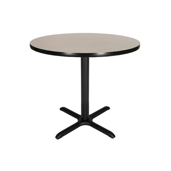 Hampden Furnishings Bennet Collection Steel Frame 36" Round Top, X Base, 30" Height Cafe Table, Black Frame/Grey Nebula Top