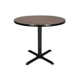 thumbnail image 1 of Hampden Furnishings Bennet Collection Steel Frame 36" Round Top, X Base, 30" Height Cafe Table, Black Frame/Mahogany Top, 1 of 5