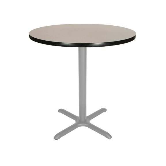 Hampden Furnishings Bennet Collection Steel Frame 36" Round Top, X Base, 36" Height, Cafe Table Grey Frame/Grey Nebula Top