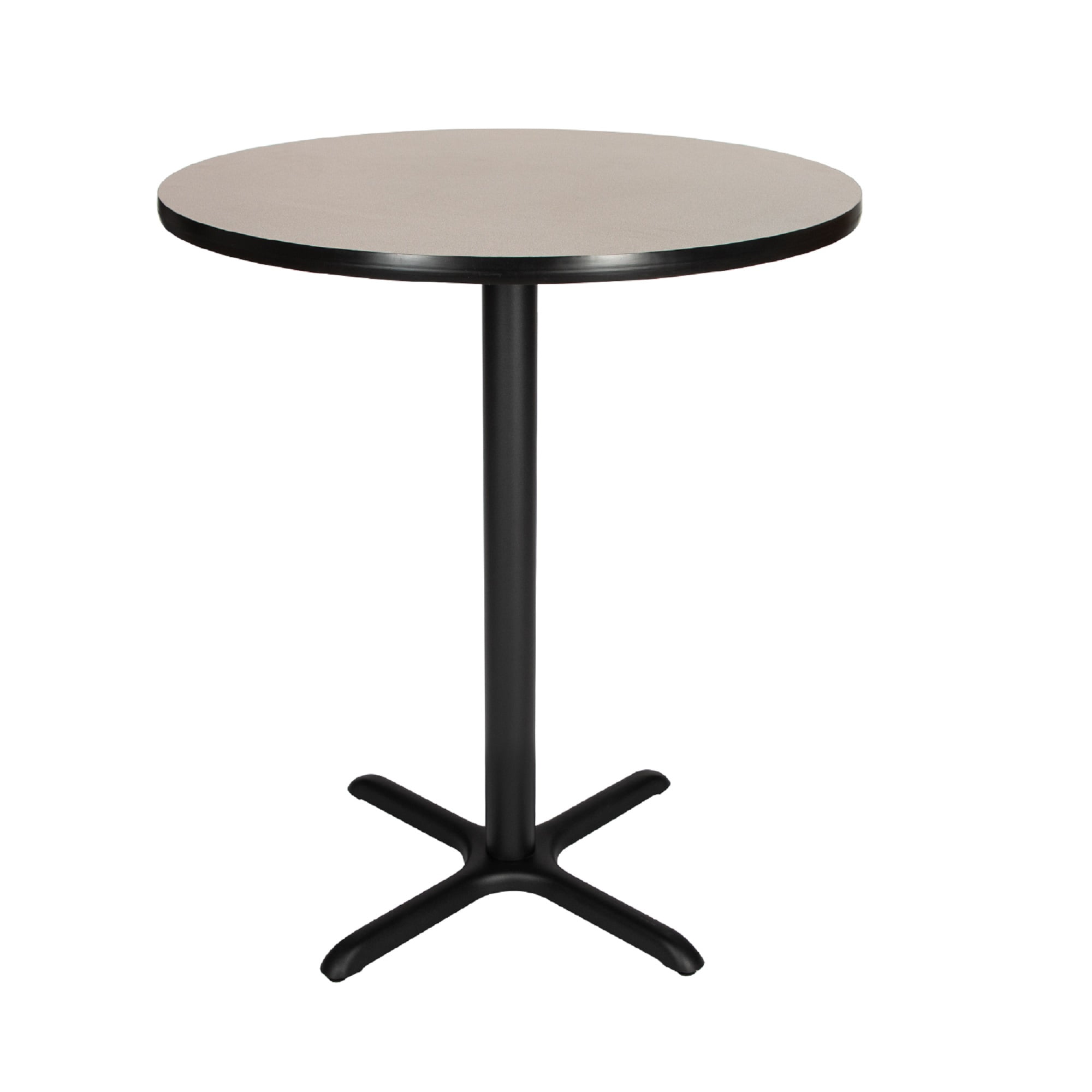 Hampden Furnishings Bennet Collection Steel Frame 36" Round Top, X Base, 42" Height Cafe Table, Black Frame/Grey Nebula Top