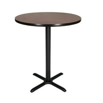 Hampden Furnishings Bennet Collection Steel Frame 36" Round Top, X Base, 42" Height Cafe Table, Black Frame/Mahogany Top