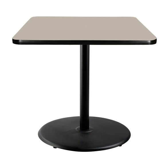Hampden Furnishings Bennet Collection Steel Frame 36" Square Top, Round Base, 42" Height, Cafe Table, Black Frame/Grey Nebula Top