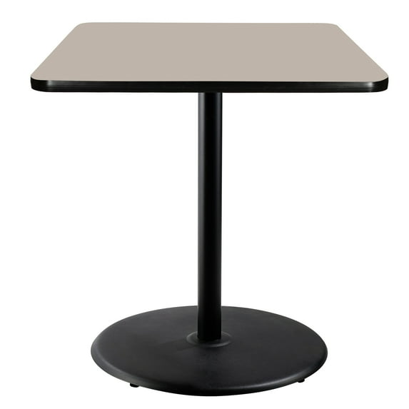 Hampden Furnishings Bennet Collection Steel Frame 36" Square Top, Round Base, 42" Height, Cafe Table, Black Frame/Grey Nebula Top
