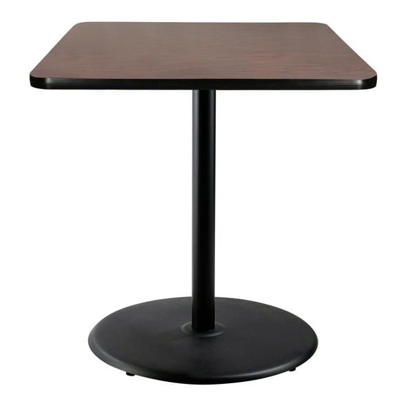 Hampden Furnishings Bennet Collection Steel Frame 36" Square Top, Round Base, 42" Height, Cafe Table, Black Frame/Mahogany Top
