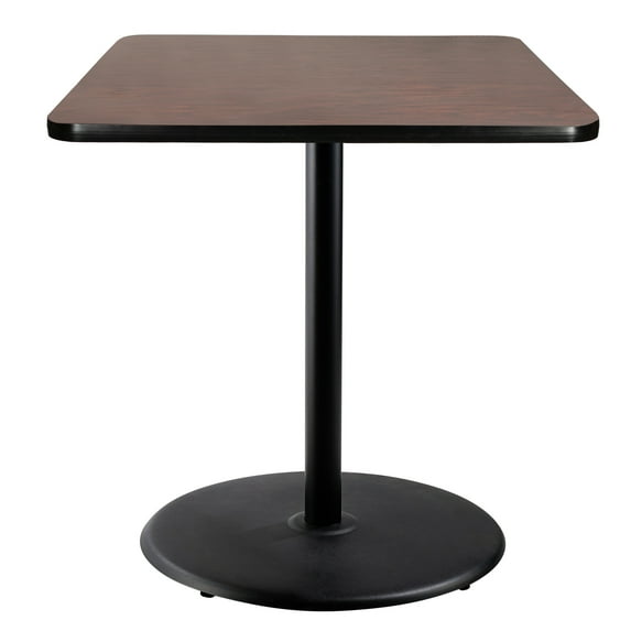 Hampden Furnishings Bennet Collection Steel Frame 36" Square Top, Round Base, 42" Height, Cafe Table, Black Frame/Mahogany Top