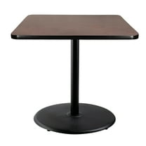 Hampden Furnishings Bennet Collection Steel Frame 36" Square Top, Round Base, 42" Height, Cafe Table, Black Frame/Mahogany Top