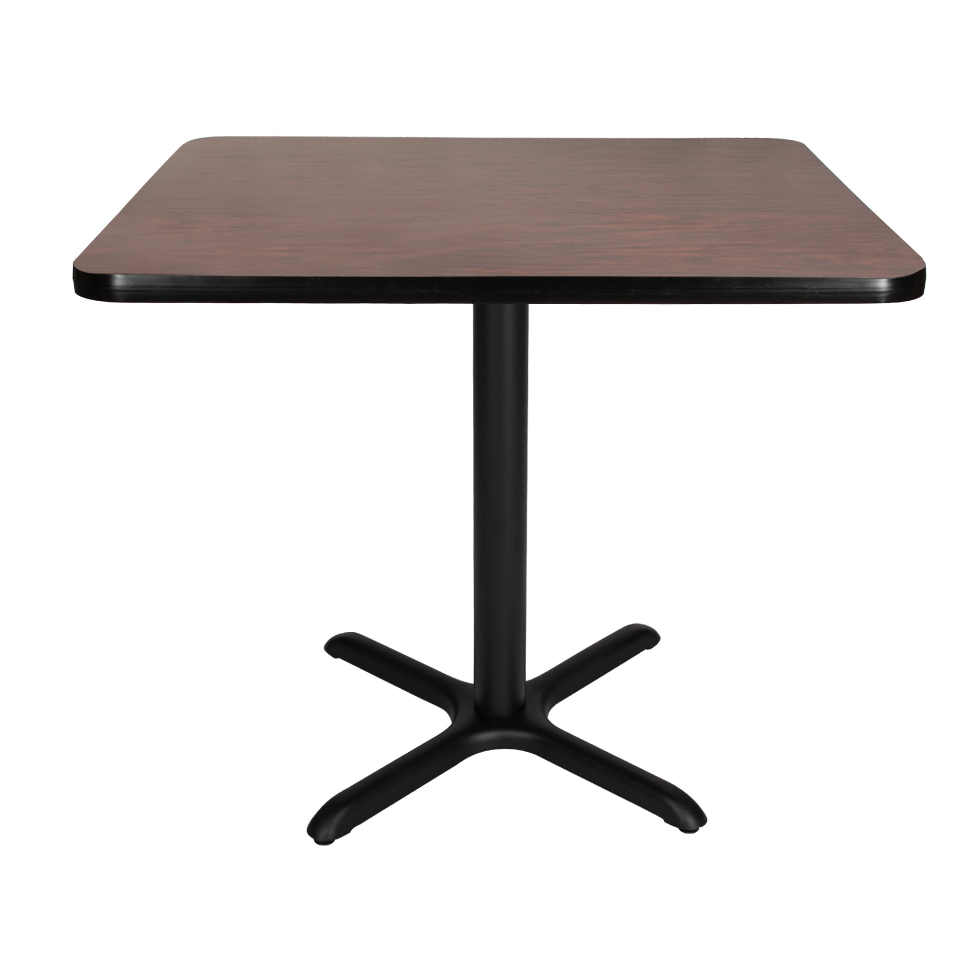Hampden Furnishings Bennet Collection Steel Frame 36" Square Top, X Base, 30" Height Cafe Table, Black Frame/Mahogany Top