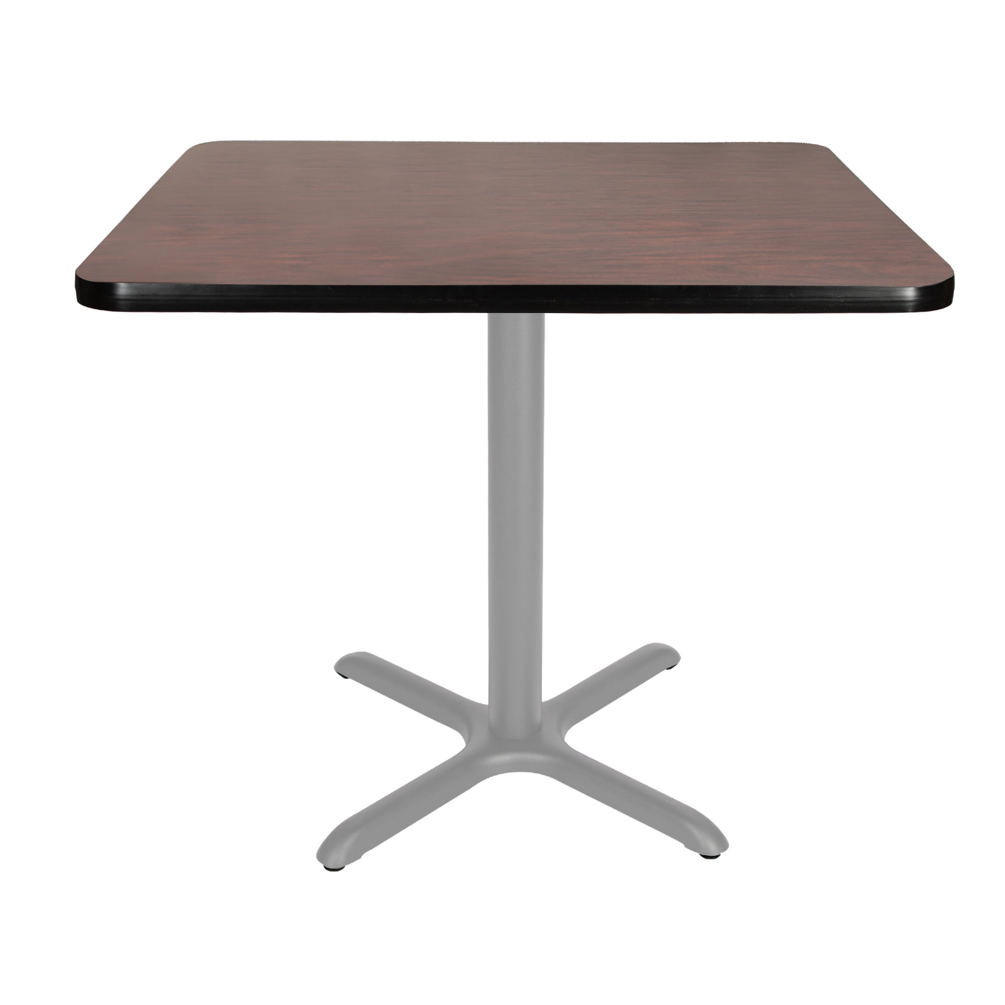 Hampden Furnishings Bennet Collection Steel Frame 36" Square Top, X Base, 30" Height, Cafe Table Grey Frame/Mahogany Top
