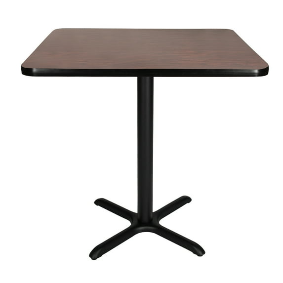 Hampden Furnishings Bennet Collection Steel Frame 36" Square Top, X Base, 36" Height Cafe Table, Black Frame/Mahogany Top