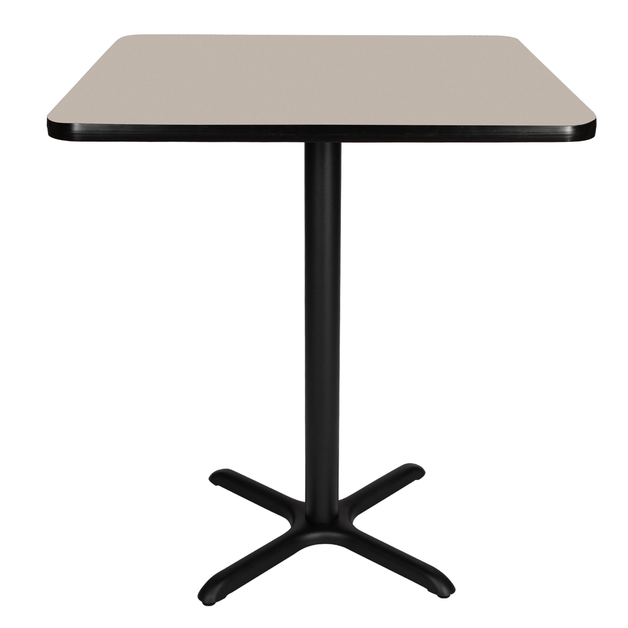 Hampden Furnishings Bennet Collection Steel Frame 36" Square Top Cafe Table with X Base, 42" Height, Black Frame and Grey Nebula Top