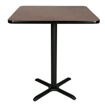 Hampden Furnishings Bennet Collection Steel Frame 36" Square Top, X Base, 42" Height Cafe Table, Black Frame/Mahogany Top