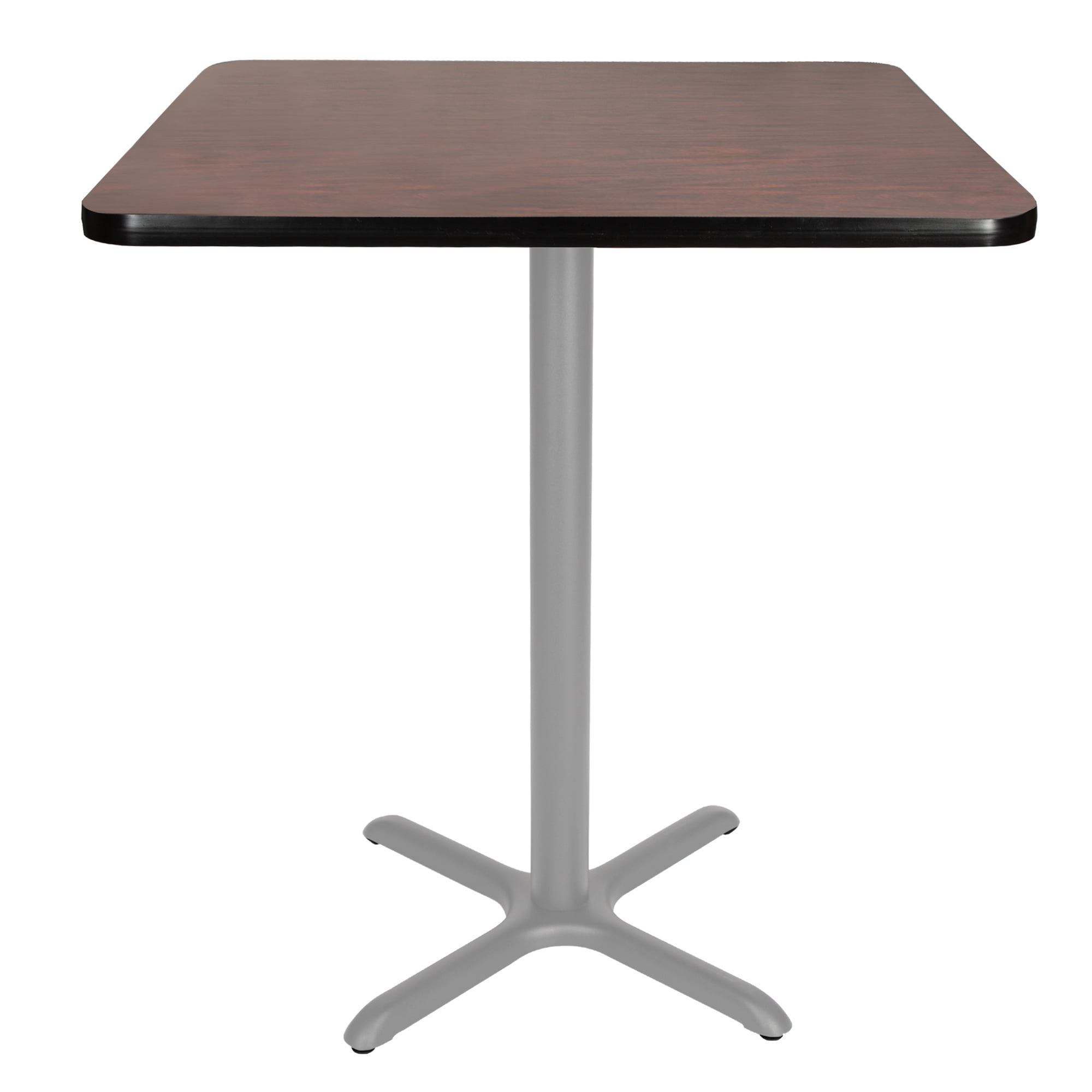Hampden Furnishings Bennet Collection 36-Inch Square Cafe Table with X Base, Steel Frame, Mahogany Top